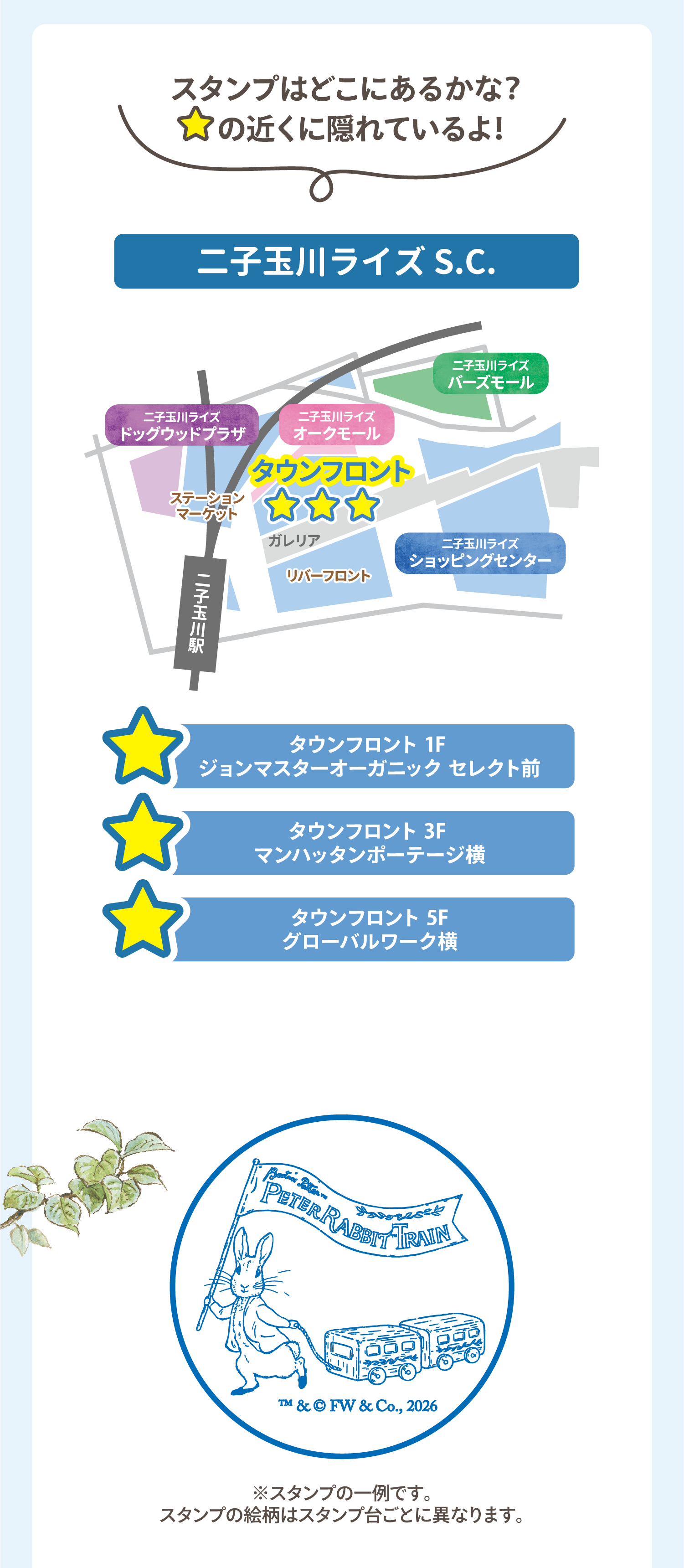 二子玉川rise S.C. スタンプ設置場所の詳細