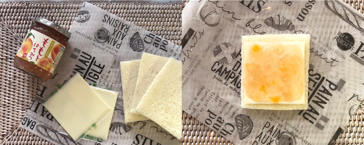 画像：ももとチーズのスイーツサンド