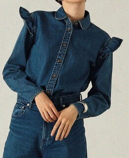 ノーリーズデニムシャツ フリル付き Fサイズ 追加7回】【RM