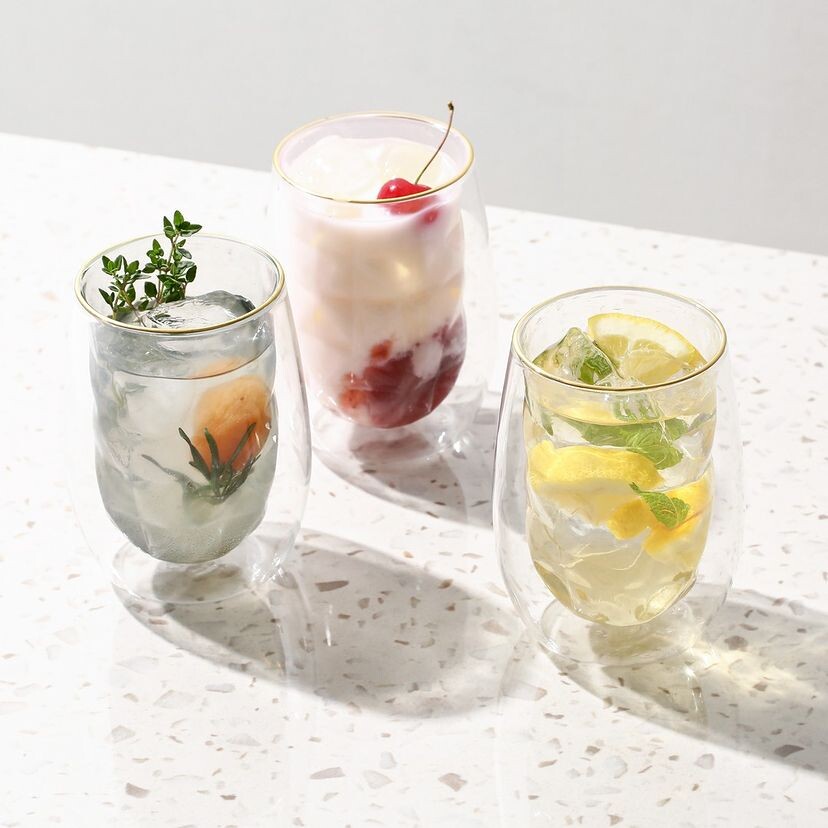 NEW】お水を注ぐだけで映える、ダブルウォールグラス🍸🍎 | フラン