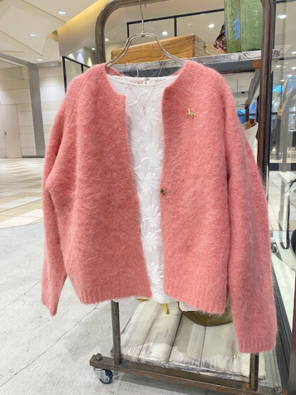 アルパカシャギーショートカーディガン