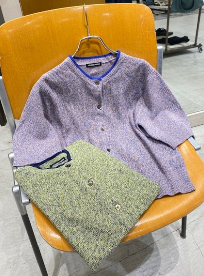 綿麻MIX　クルーネックカーデ