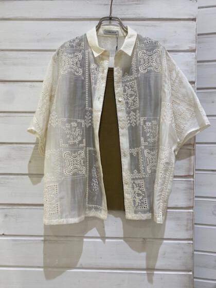 【新商品】テンセル刺繍襟付きショートシャツ