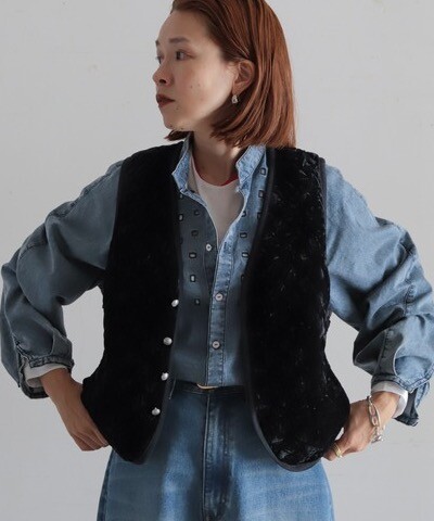 【NEW】ベロアキルティング　ショートベスト