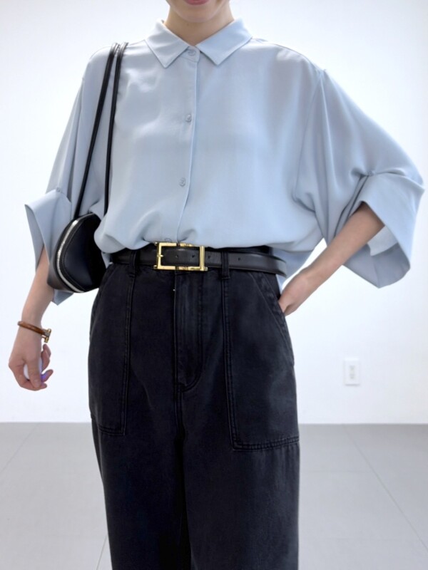 【ポプリンWシルエットシャツ】アイロン要らずでサラリと着られる♪