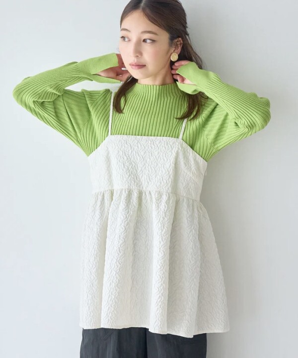 【再入荷】ふくれジャガードキャミトップス