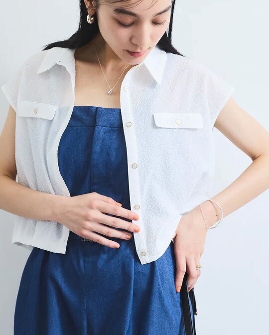 ♡UVケアフレンチスリーブサッカーブラウス♡6月入荷予定