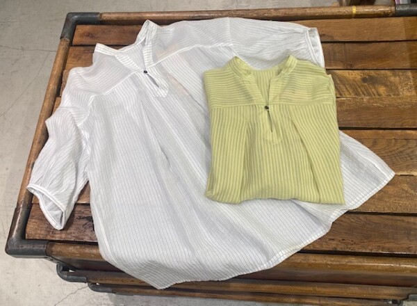 【新商品】シアーストライプ　スキッパーブラウス