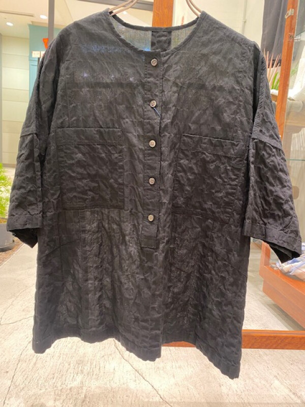 【新作入荷】シャーリングローン　クルーネックブラウス
