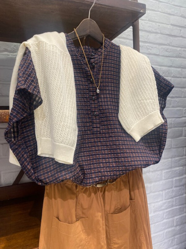 【新商品】シズルチェックスキッパーブラウス