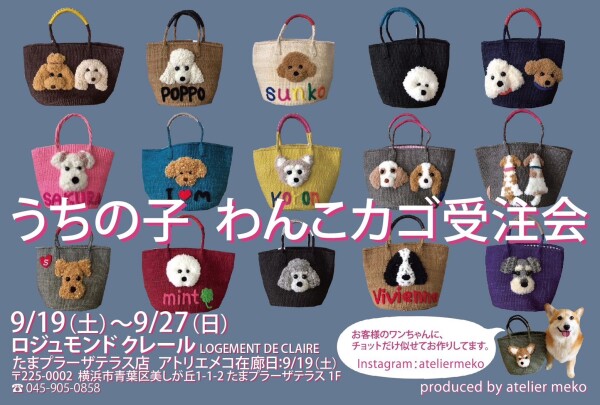 速報！アトリエメコ【うちの子わんこカゴ受注会】開催