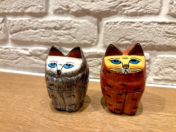 猫モチーフのパピエマシェ