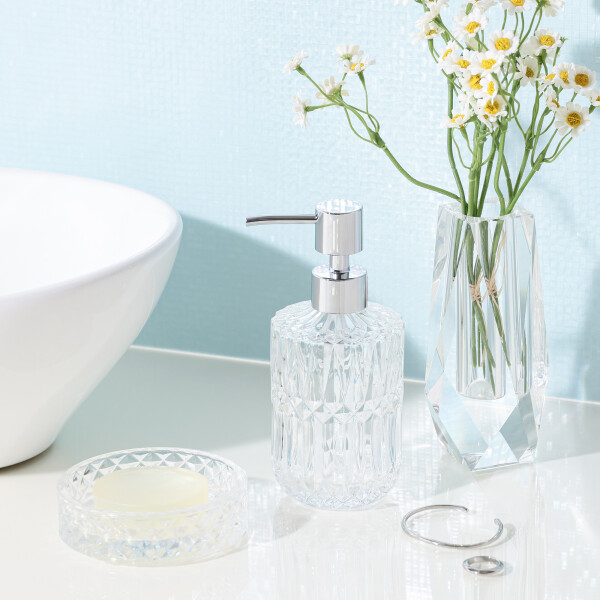 【NEW✨】キラッと輝くガラスのディスペンサー＆ソープディッシュ🫧