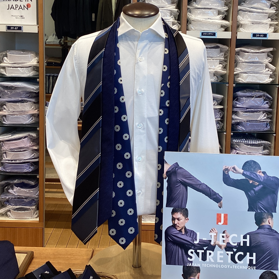 新生活応援フェア開催中　〜白シャツにあうネクタイあります〜
